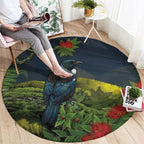 Rongoa Maori New Zealand Rata Round Carpet NZ Tui Bird Forest Vibes