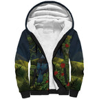 Rongoa Maori New Zealand Rata Sherpa Hoodie NZ Tui Bird Forest Vibes