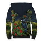 Rongoa Maori New Zealand Rata Sherpa Hoodie NZ Tui Bird Forest Vibes