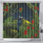 Rongoa Maori New Zealand Rata Shower Curtain NZ Tui Bird Forest Vibes