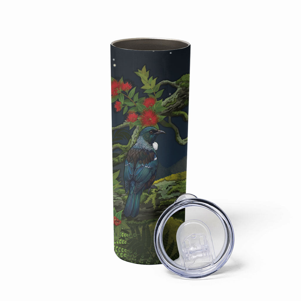 Rongoa Maori New Zealand Rata Skinny Tumbler NZ Tui Bird Forest Vibes