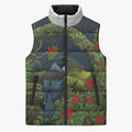Rongoa Maori New Zealand Rata Sleeveless Puffer Jacket NZ Tui Bird Forest Vibes
