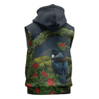 Rongoa Maori New Zealand Rata Sleeveless Zip Hoodie NZ Tui Bird Forest Vibes