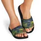 Rongoa Maori New Zealand Rata Slide Sandals NZ Tui Bird Forest Vibes