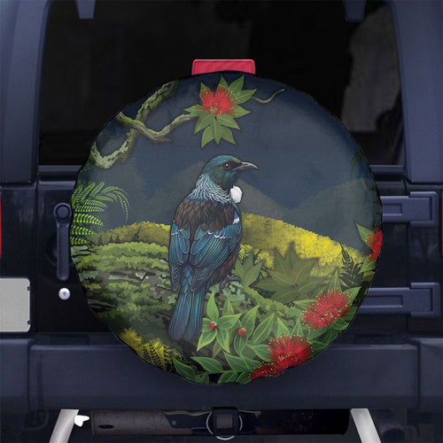 Rongoa Maori New Zealand Rata Spare Tire Cover NZ Tui Bird Forest Vibes