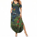 Rongoa Maori New Zealand Rata Summer Maxi Dress NZ Tui Bird Forest Vibes
