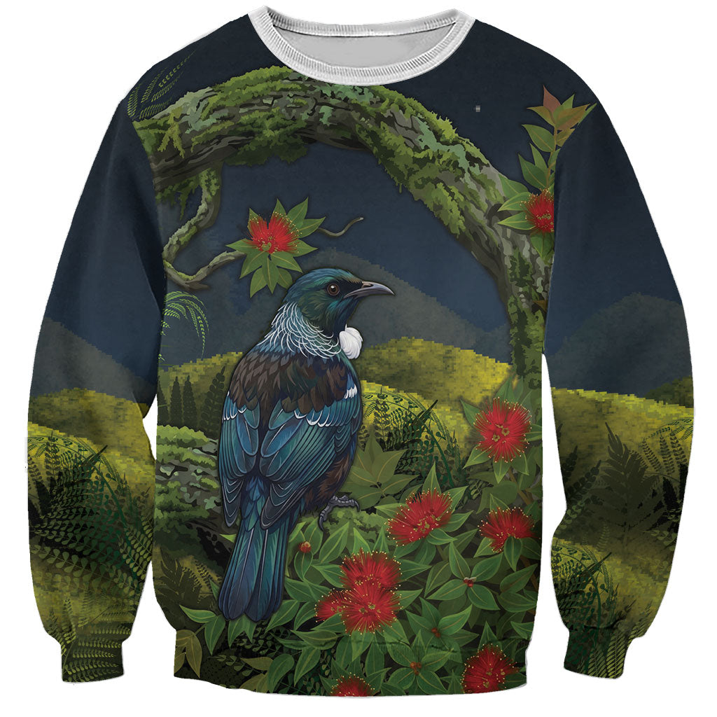 Rongoa Maori New Zealand Rata Sweatshirt NZ Tui Bird Forest Vibes