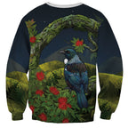 Rongoa Maori New Zealand Rata Sweatshirt NZ Tui Bird Forest Vibes