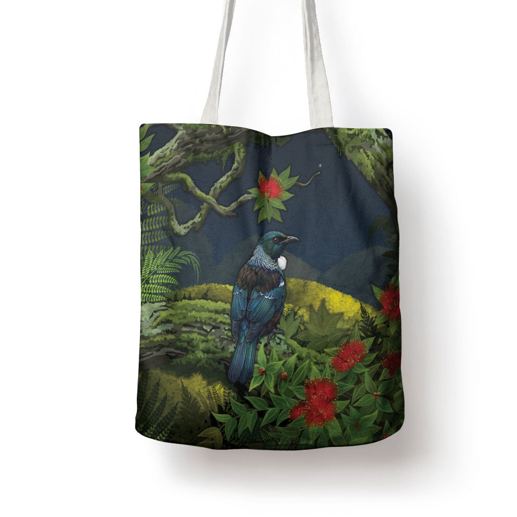 Rongoa Maori New Zealand Rata Tote Bag NZ Tui Bird Forest Vibes