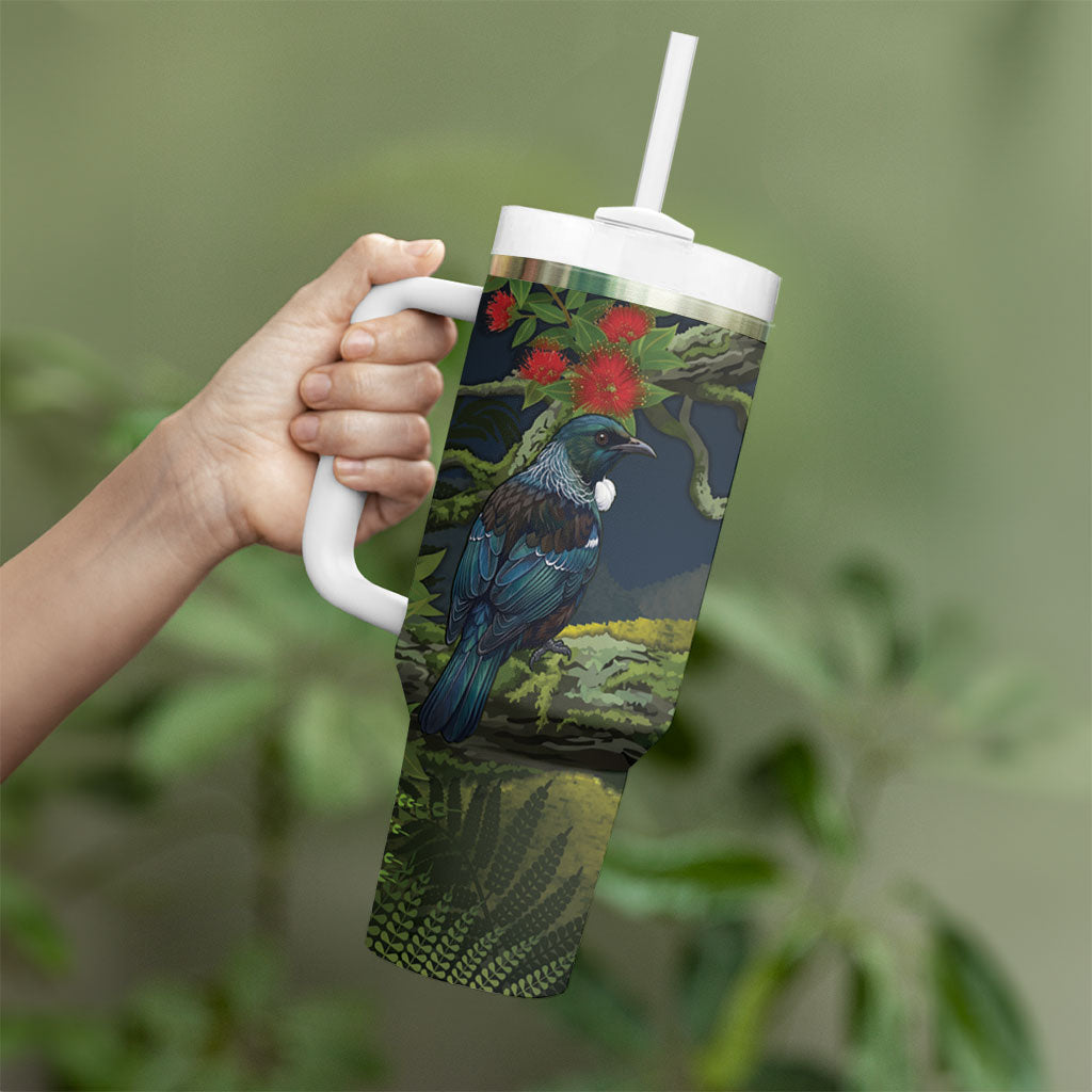 Rongoa Maori New Zealand Rata Tumbler With Handle NZ Tui Bird Forest Vibes