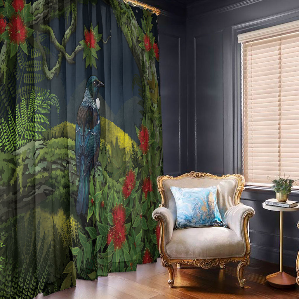 Rongoa Maori New Zealand Rata Window Curtain NZ Tui Bird Forest Vibes