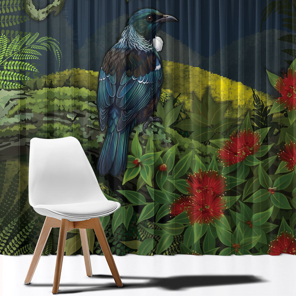 Rongoa Maori New Zealand Rata Window Curtain NZ Tui Bird Forest Vibes