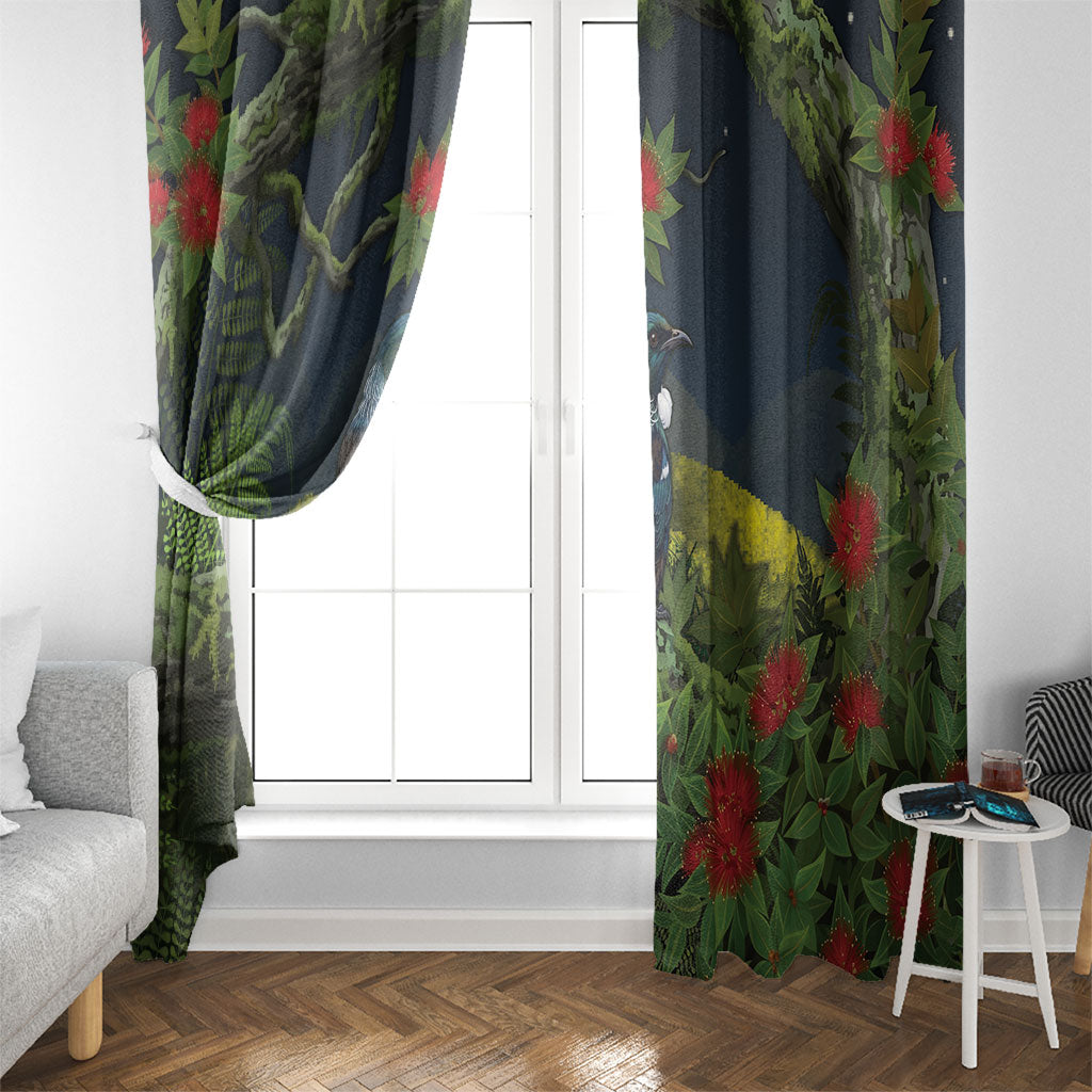 Rongoa Maori New Zealand Rata Window Curtain NZ Tui Bird Forest Vibes