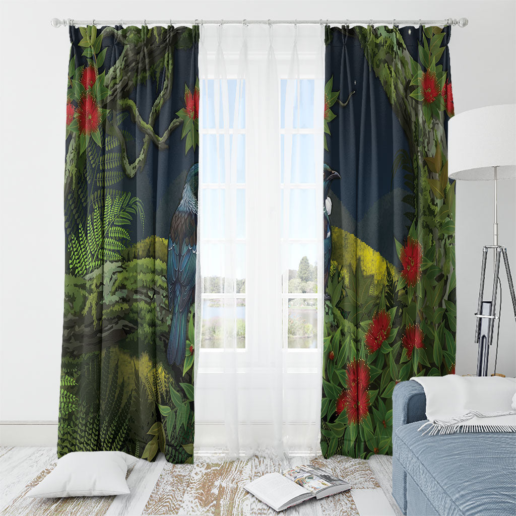 Rongoa Maori New Zealand Rata Window Curtain NZ Tui Bird Forest Vibes
