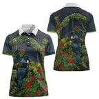 Rongoa Maori New Zealand Rata Women Polo Shirt NZ Tui Bird Forest Vibes