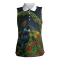 Rongoa Maori New Zealand Rata Women Sleeveless Polo Shirt NZ Tui Bird Forest Vibes