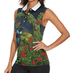 Rongoa Maori New Zealand Rata Women Sleeveless Polo Shirt NZ Tui Bird Forest Vibes