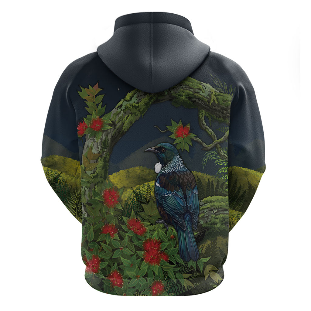 Rongoa Maori New Zealand Rata Zip Hoodie NZ Tui Bird Forest Vibes