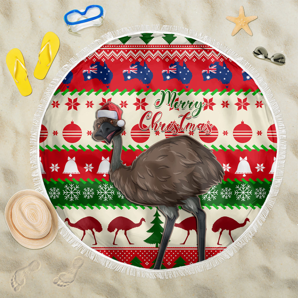 australia-christmas-beach-blanket-aussie-emu-santa-merry-xmas