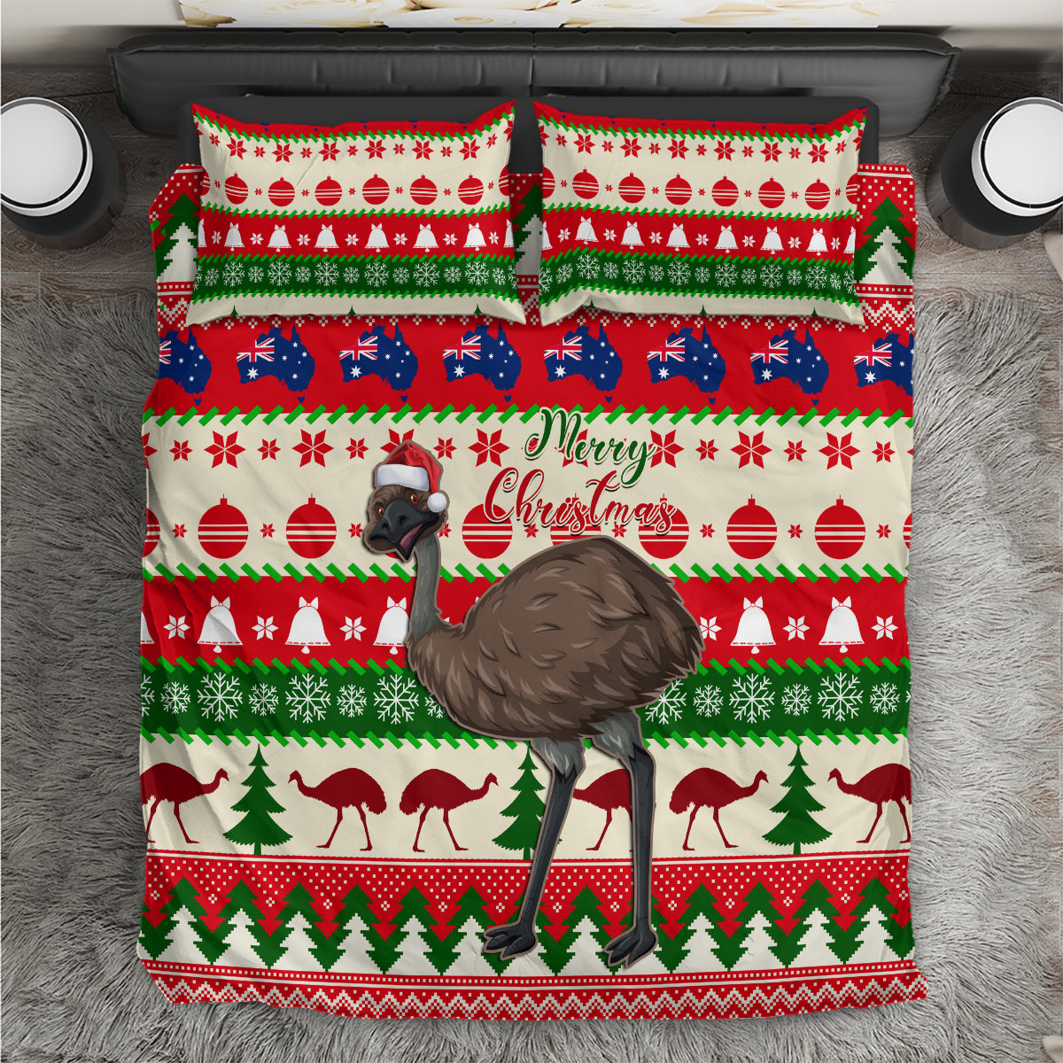 australia-christmas-bedding-set-aussie-emu-santa-merry-xmas