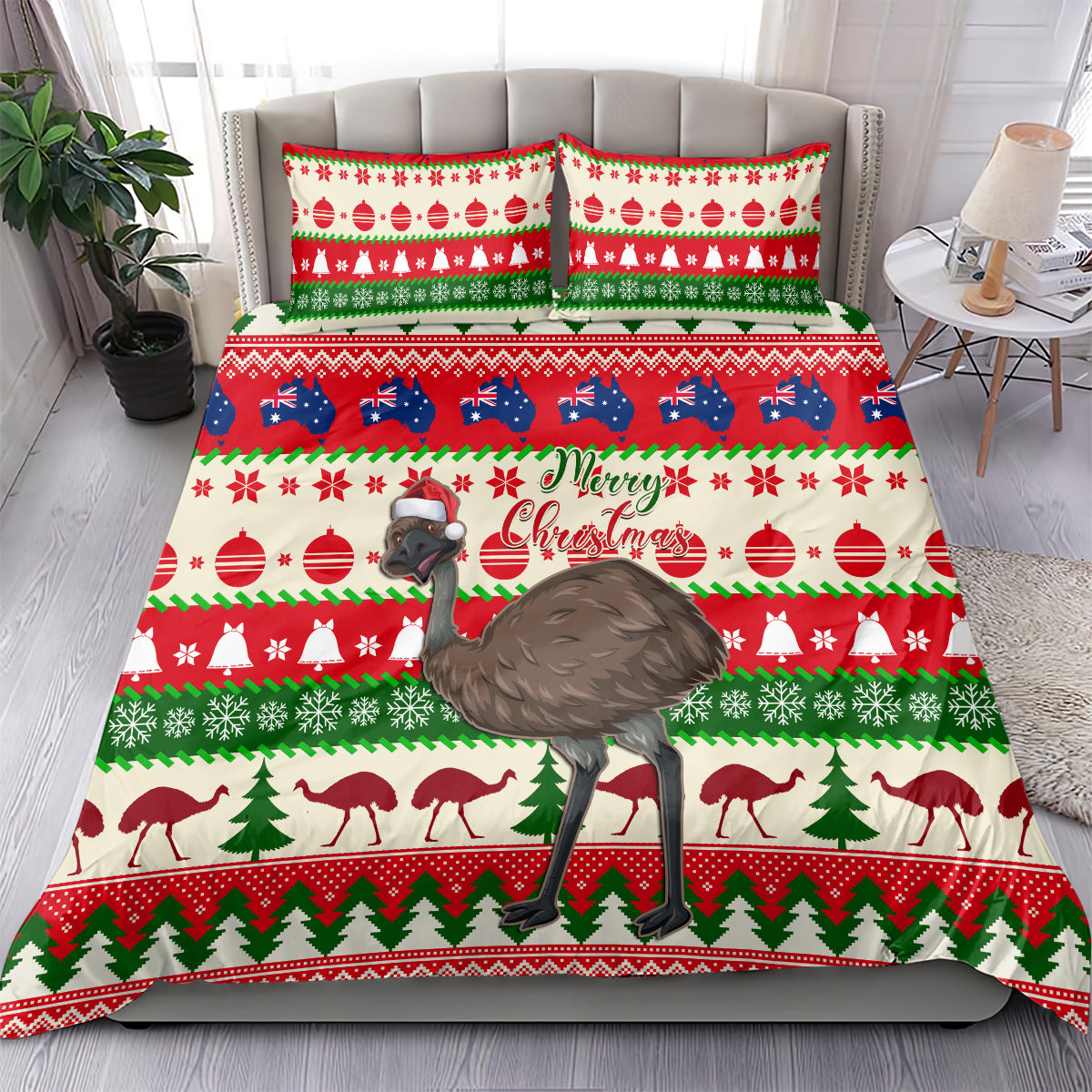 australia-christmas-bedding-set-aussie-emu-santa-merry-xmas