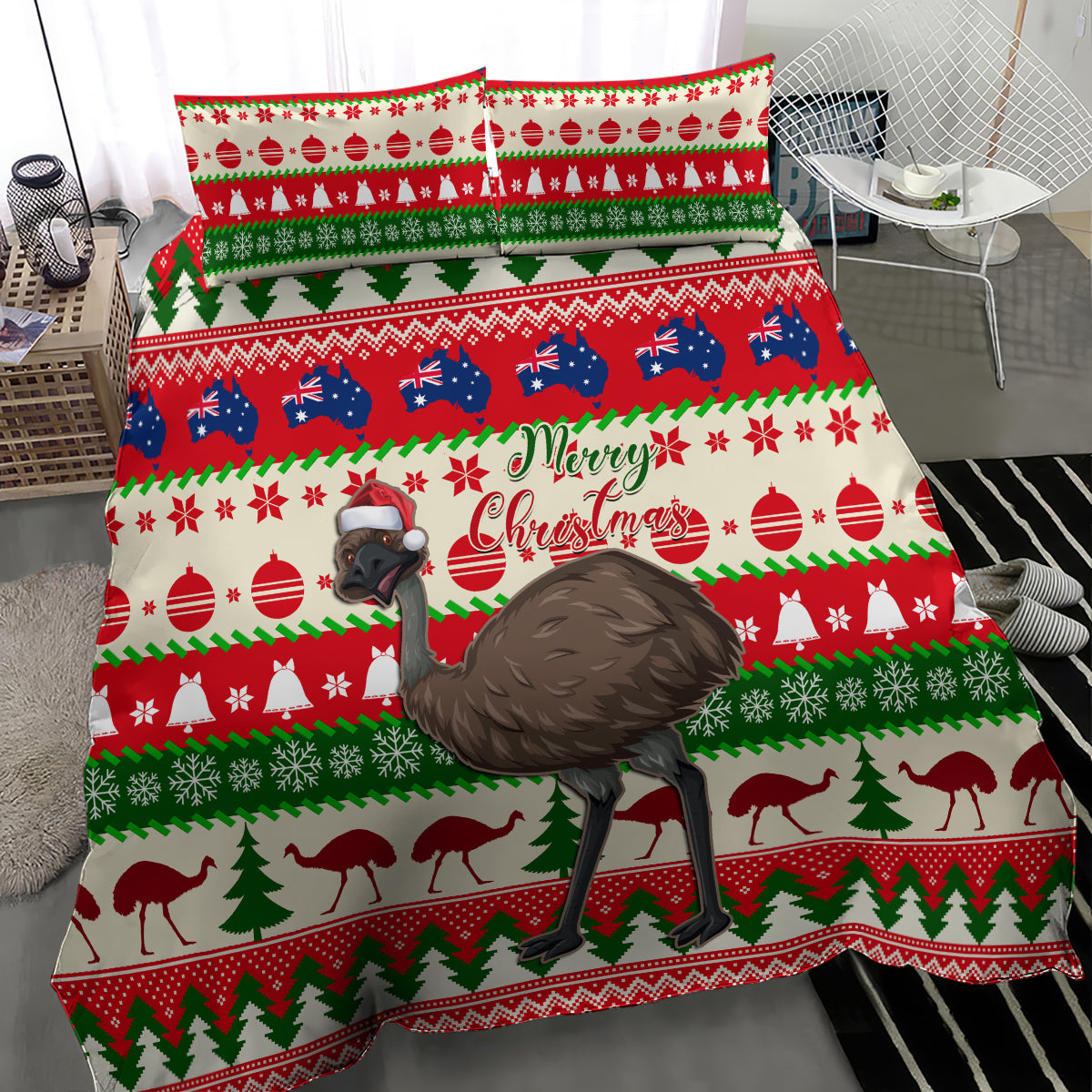australia-christmas-bedding-set-aussie-emu-santa-merry-xmas