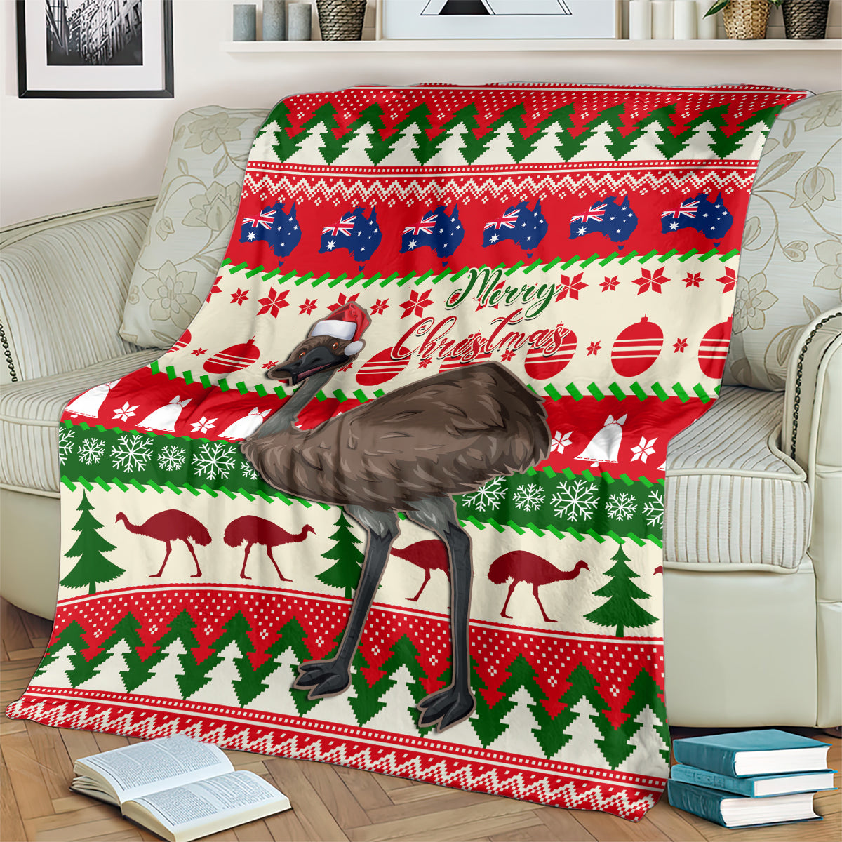 australia-christmas-blanket-aussie-emu-santa-merry-xmas