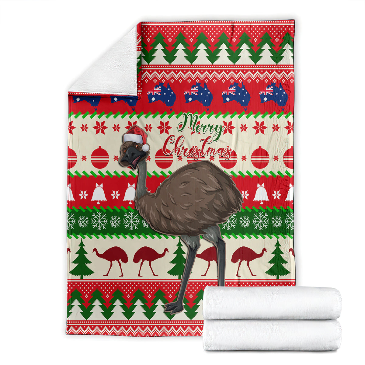 australia-christmas-blanket-aussie-emu-santa-merry-xmas
