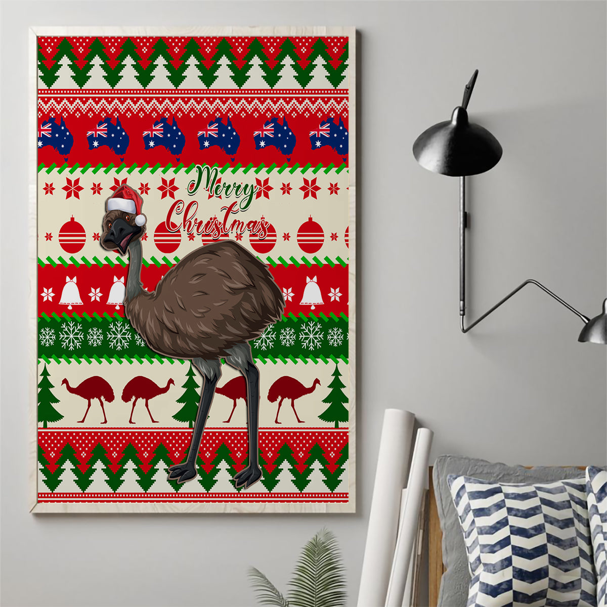 australia-christmas-canvas-wall-art-aussie-emu-santa-merry-xmas