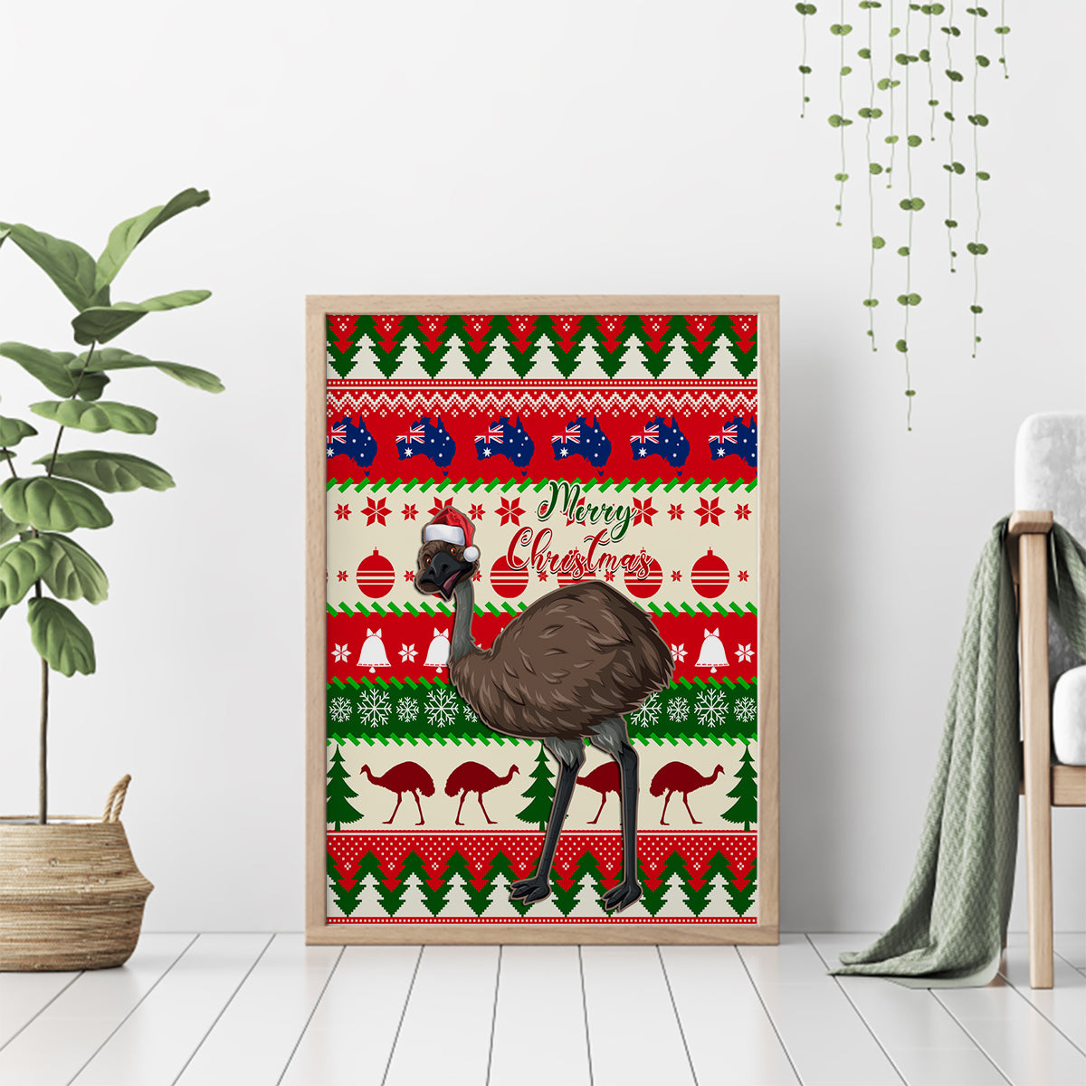 australia-christmas-canvas-wall-art-aussie-emu-santa-merry-xmas