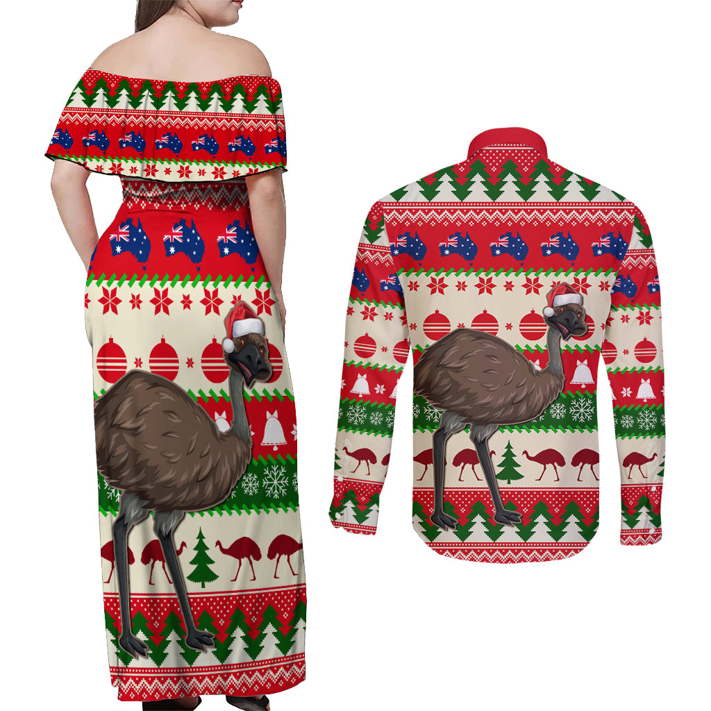 australia-christmas-couples-matching-off-shoulder-maxi-dress-and-long-sleeve-button-shirt-aussie-emu-santa-merry-xmas