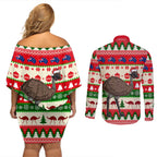 australia-christmas-couples-matching-off-shoulder-short-dress-and-long-sleeve-button-shirt-aussie-emu-santa-merry-xmas