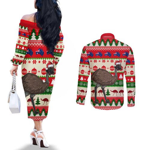 australia-christmas-couples-matching-off-the-shoulder-long-sleeve-dress-and-long-sleeve-button-shirt-aussie-emu-santa-merry-xmas