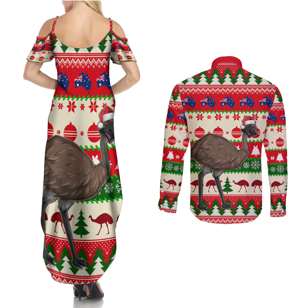 australia-christmas-couples-matching-summer-maxi-dress-and-long-sleeve-button-shirt-aussie-emu-santa-merry-xmas