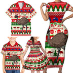 australia-christmas-family-matching-short-sleeve-bodycon-dress-and-hawaiian-shirt-aussie-emu-santa-merry-xmas