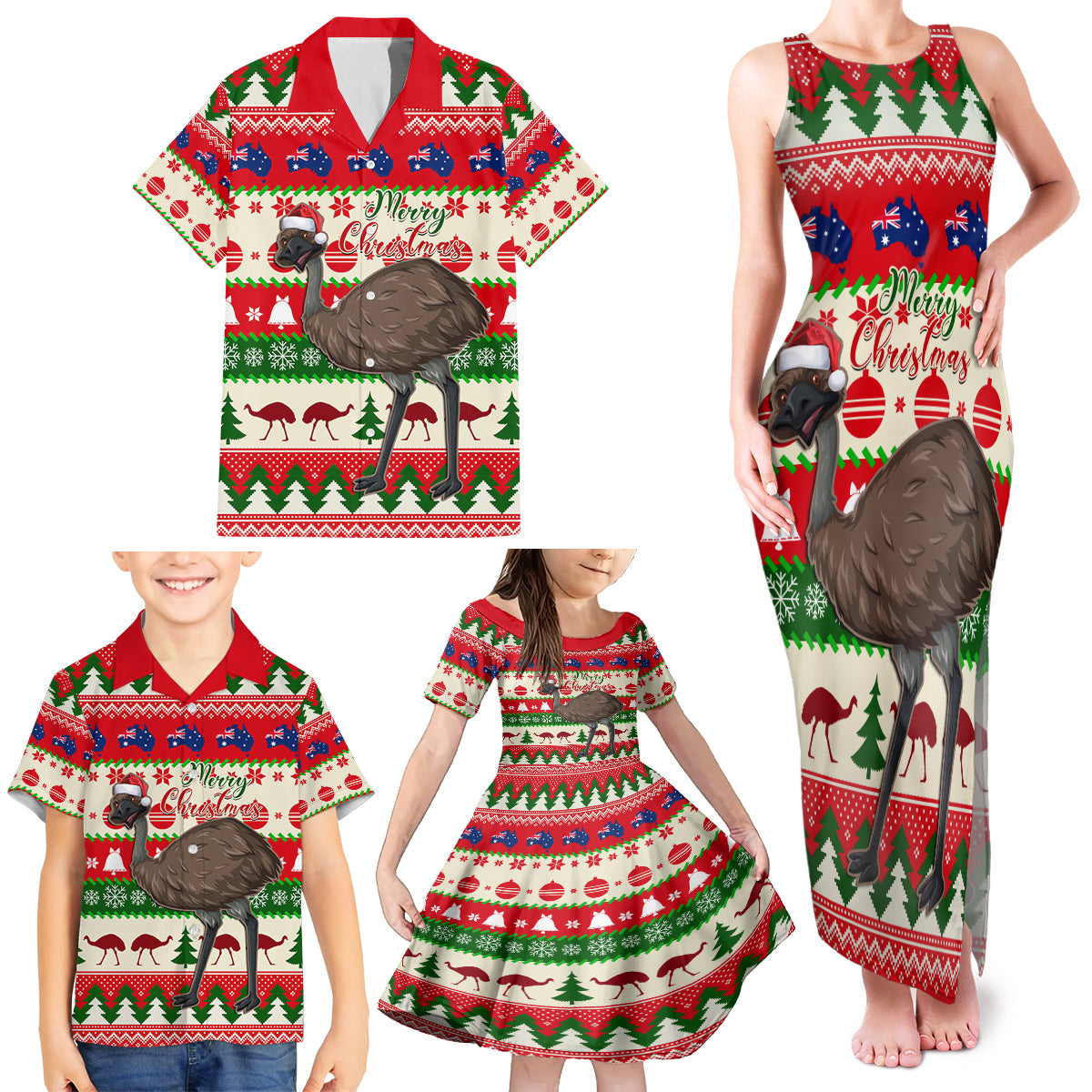 australia-christmas-family-matching-tank-maxi-dress-and-hawaiian-shirt-aussie-emu-santa-merry-xmas