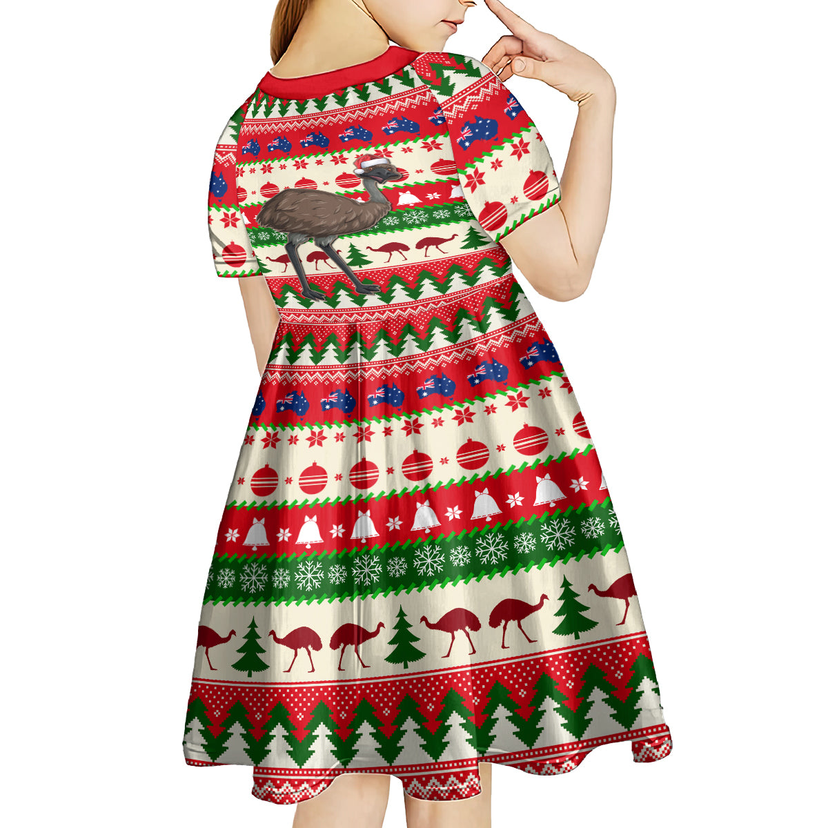 australia-christmas-kid-short-sleeve-dress-aussie-emu-santa-merry-xmas