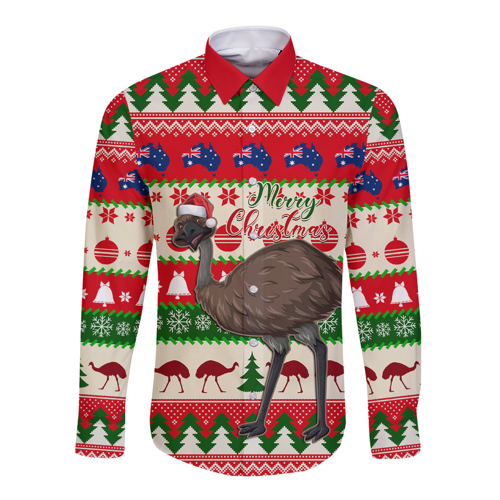 australia-christmas-long-sleeve-button-shirt-aussie-emu-santa-merry-xmas