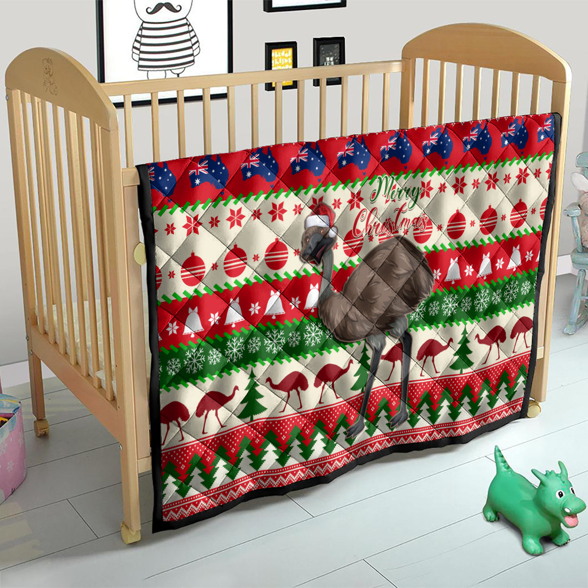 australia-christmas-quilt-aussie-emu-santa-merry-xmas