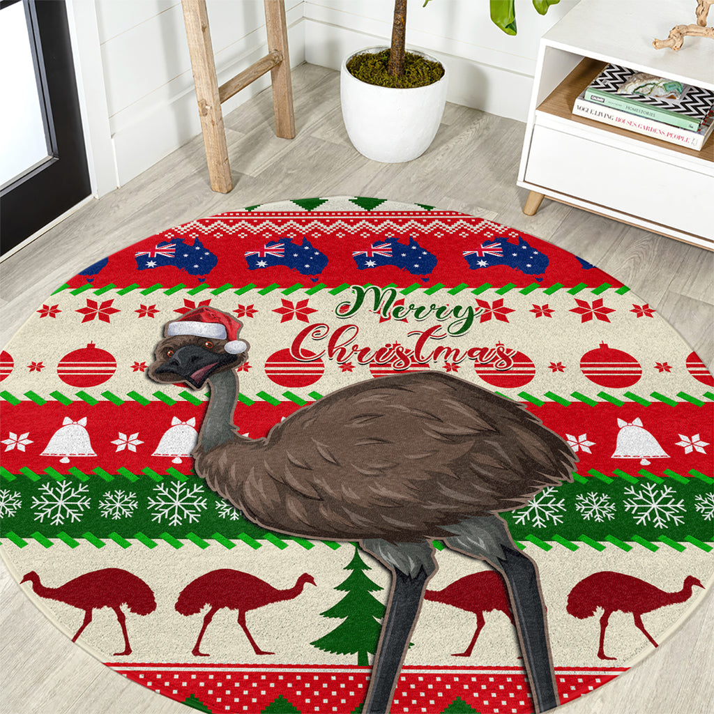 australia-christmas-round-carpet-aussie-emu-santa-merry-xmas