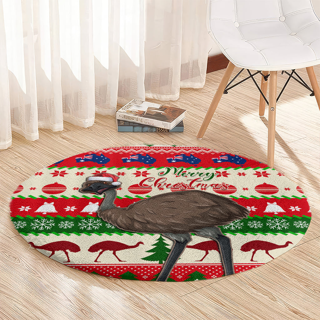 australia-christmas-round-carpet-aussie-emu-santa-merry-xmas