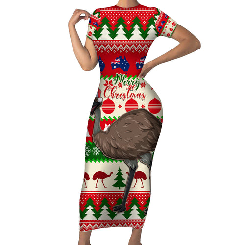 australia-christmas-short-sleeve-bodycon-dress-aussie-emu-santa-merry-xmas