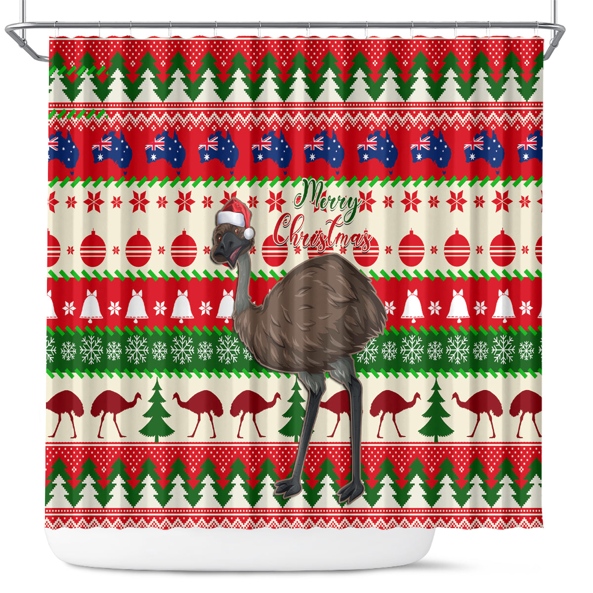 australia-christmas-shower-curtain-aussie-emu-santa-merry-xmas