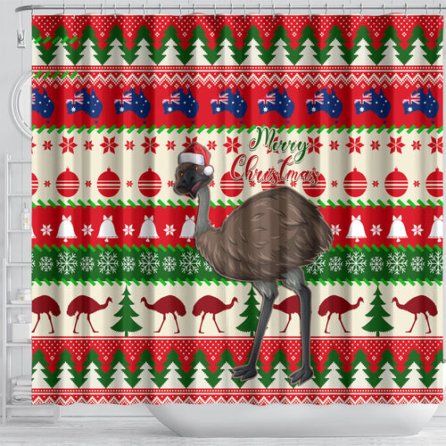 australia-christmas-shower-curtain-aussie-emu-santa-merry-xmas