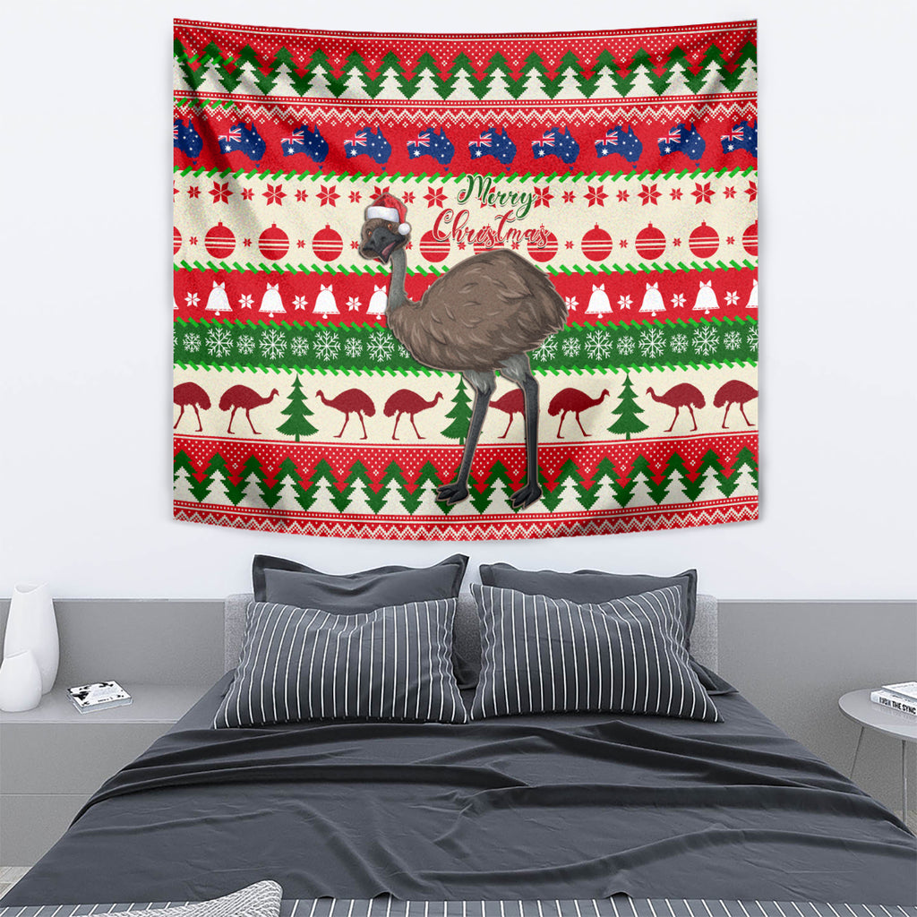 australia-christmas-tapestry-aussie-emu-santa-merry-xmas