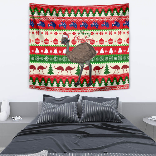 australia-christmas-tapestry-aussie-emu-santa-merry-xmas