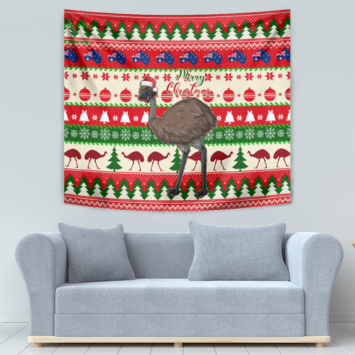 australia-christmas-tapestry-aussie-emu-santa-merry-xmas