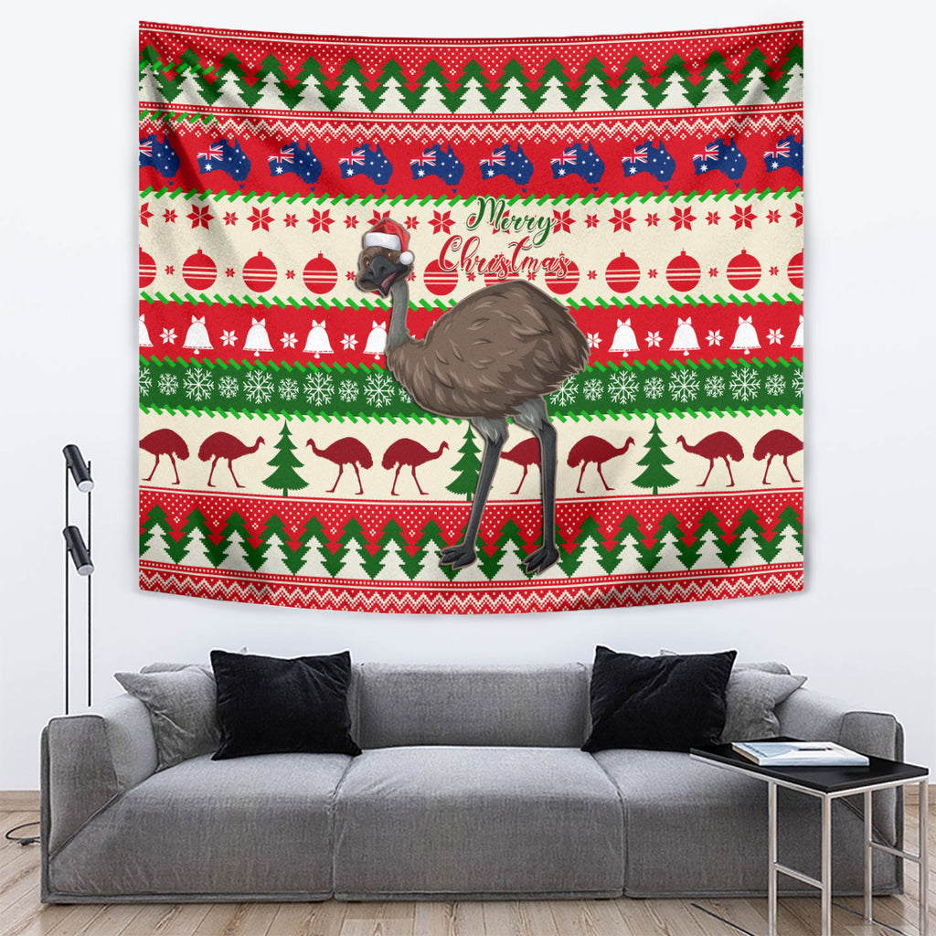 australia-christmas-tapestry-aussie-emu-santa-merry-xmas