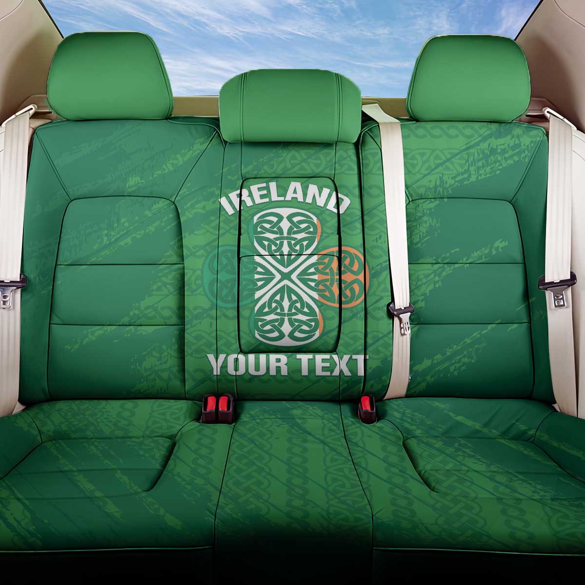 Custom Ireland Cricket Back Car Seat Cover Irish Celtic Knot - National Color