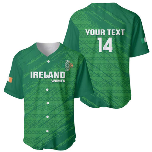 Custom Ireland Cricket Baseball Jersey Irish Celtic Knot - National Color